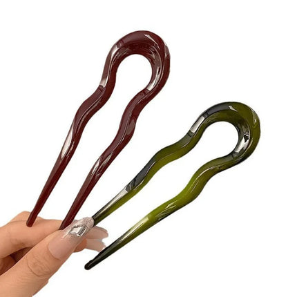 U-Shaped Hair Fork Fashion Tortoiseshell Acetate Hairpin Geometric Design Headwear Hair Sticks Women Girls Hair Accessories