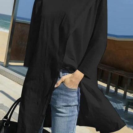 Plus Size 5XL VONDA Women Blouses Autumn Asymmetrical Split Shirts 2024 Fashion Casual Long Sleeve Tops Loose Solid Color Blusas