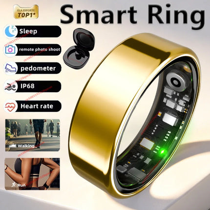 2026 New Smart Ring Men Women, Blood Pressure Heart Rate Monitoring Smartring IP68 & 5ATM Waterproof, Multi-sport Mode Ring Man