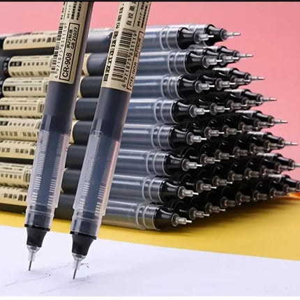 10Pcs Straight Liquid Writing Gel Pens Quick-drying Large-capacity Black Blue Ink For Writing School Office Stationery Supplies