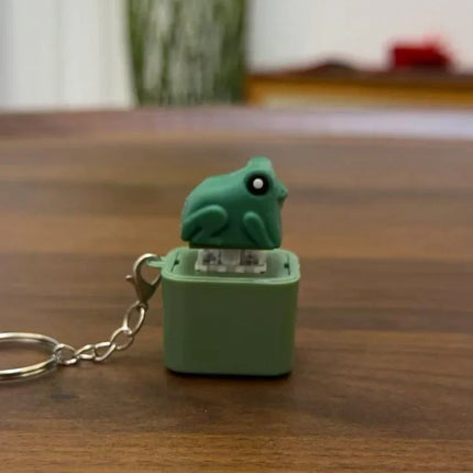 Funny Croaking Frog Duck Luminous Button Keychain Keyboard Fidget Clicker Sound Keyring for Stress Relief Finger Toy Gift Decor