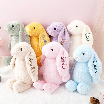 Personalized Cute Plush Bunny Super Soft Custom Stuffed Animal with Embroidered Name on Ear Ideal for Birthday Kid Children Gift
