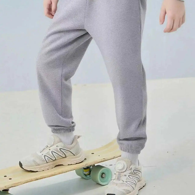Autumn And Winter Children's Coral Fleece Thickened Warm Solid Color Sports Pants For Boys And Girls Casual Running Sweatpants