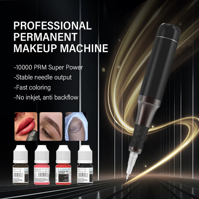 FAMISOO Professional Permanent Makeup Machine Kit Tattoo Machine For Eyebrows Eyeliner Lip Body Tattoo With 6PCS Pigment Needle