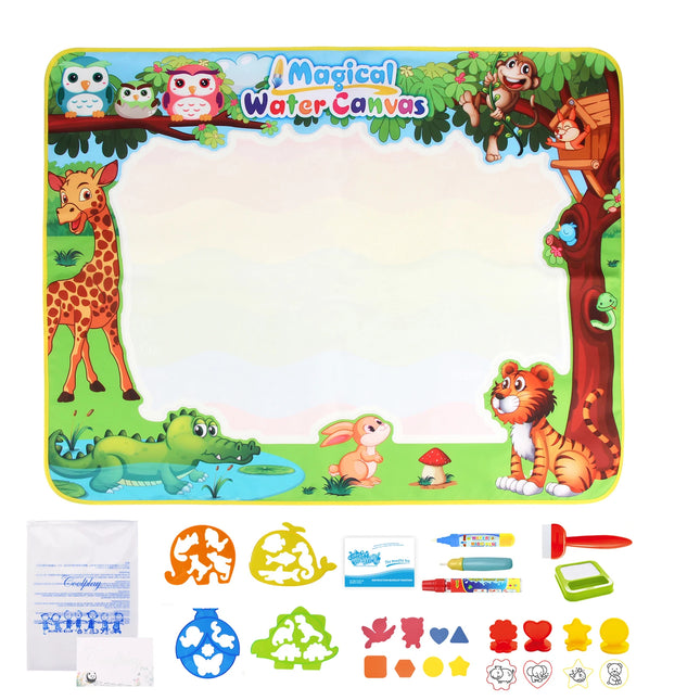 100x80CM Magic Water Drawing Mat With Reusable Magic Pens Coloring Doodle Painting Board Educational Montessori Toys Kids Gifts