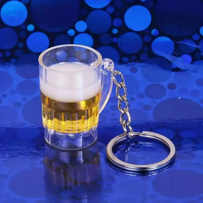 New Simulation Beer mug keychain Men And Women's Couple Key Chain Bag Pendant