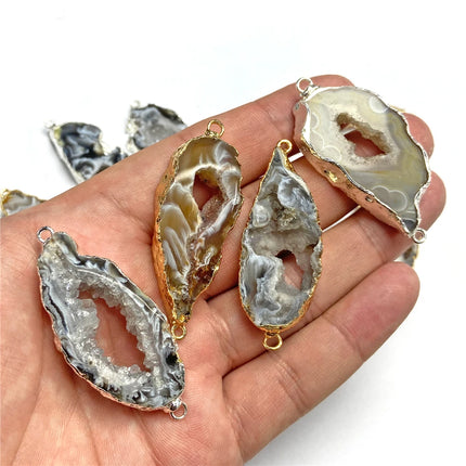 1pc Irregular Natural Stone Agate Druzy Connector Pendant Charms for Jewelry Making DIY Earring Necklace Accessory Jewellery