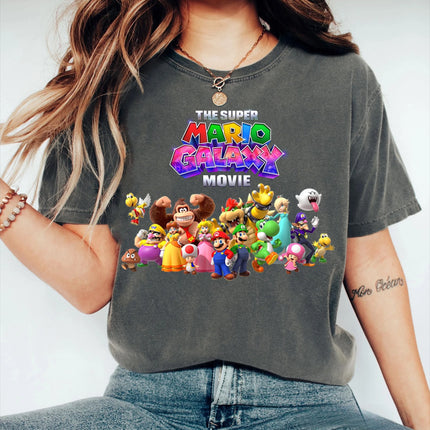 Movie The Super Mario Galaxy unisex 100%cotton family Tshirt,There are child size shirt available, 2026 New kids graphic shirt