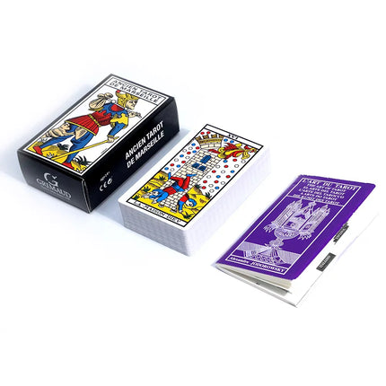 French Ver. Marseille Tarot 78 Cards Full Set Original Vintage Marseille Tarot Deck With Guidebook Divination Game Cards