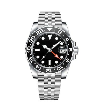 40MM Custom Logo New Men Quart Wristwatch Jubilee Stainless Quartz GMT Watch Sapphire Glass Men Watches Waterproof Luminous