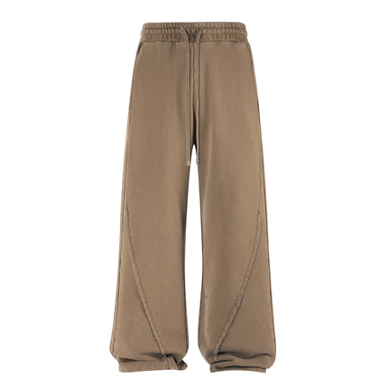 2025 High Street Scattered Edge Personalized Splicing Wide Leg Sweat Pants Men Baggy Vintage Washed Joggers Athletic Drawstring