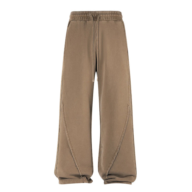 2025 High Street Scattered Edge Personalized Splicing Wide Leg Sweat Pants Men Baggy Vintage Washed Joggers Athletic Drawstring