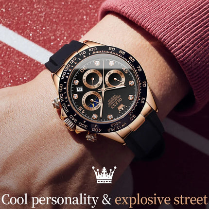 OLEVS 2875 Fashion Men's Watch Luxury Original Moon Phase Calendar Wristwatch Chronograph Luminous Waterproof Watch For Men