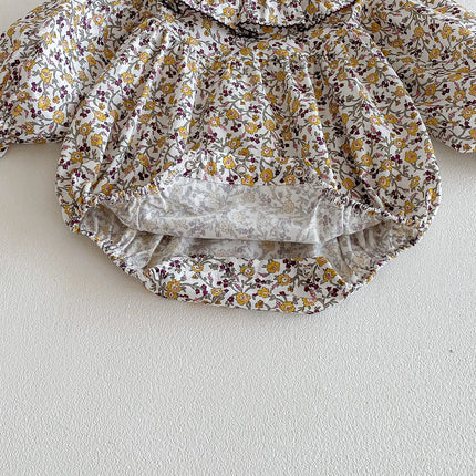 Baby Girls Rompers Spring Infant Girls Fashion Floral Long Sleeve Ruffles Jumpsuit Newborn Baby Bodysuits Baby Girl Clothes 0-24