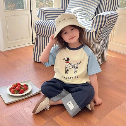 Summer Baby Girls Cotton Short Sleeve T-Shirt Kids Top 2025 New Kids T-Shirt Children's Wear