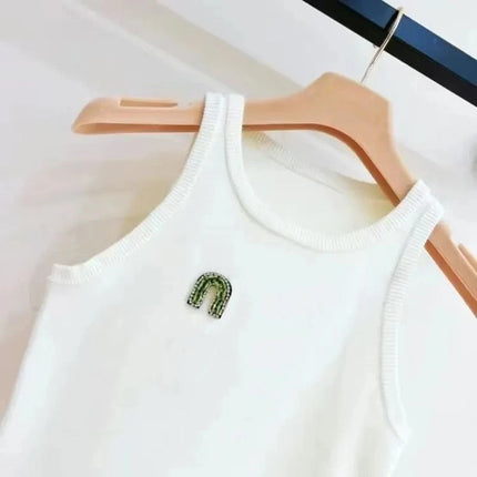 2025 Spring/Summer New Women's Heavy Industry Crystal Diamond Decorative Slim Sleeveless Tank Top