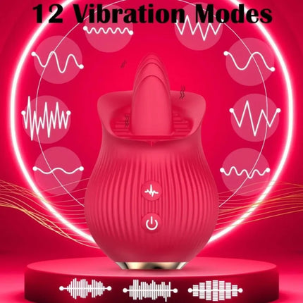 1pc Rose Vibrator Toy Female, Rose Sex Toys for Women, Blowjob Tongue Clitoral Stimulator Toys with 12 Modes for Women Masturbation, Clitoral Stimulator for Women Pleasure, Adult Sex Toys
