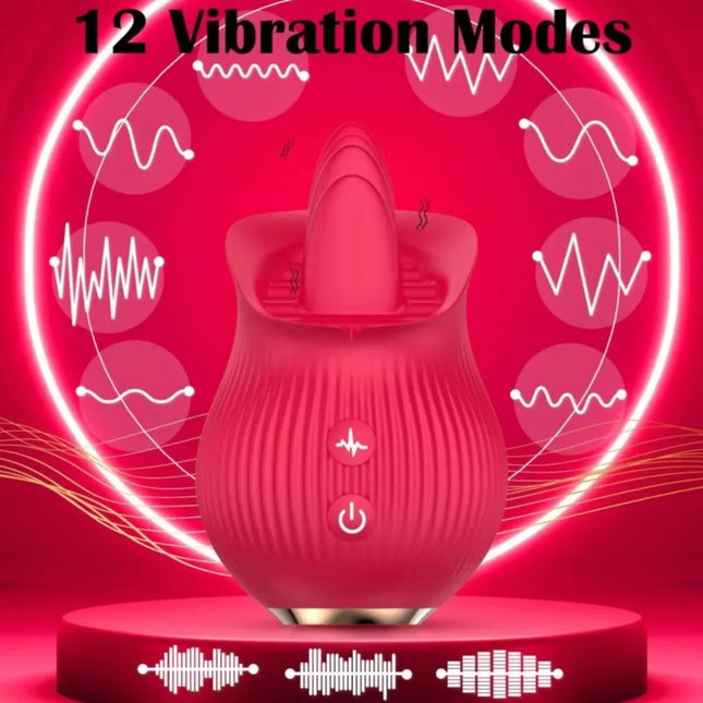 1pc Rose Vibrator Toy Female, Rose Sex Toys for Women, Blowjob Tongue Clitoral Stimulator Toys with 12 Modes for Women Masturbation, Clitoral Stimulator for Women Pleasure, Adult Sex Toys