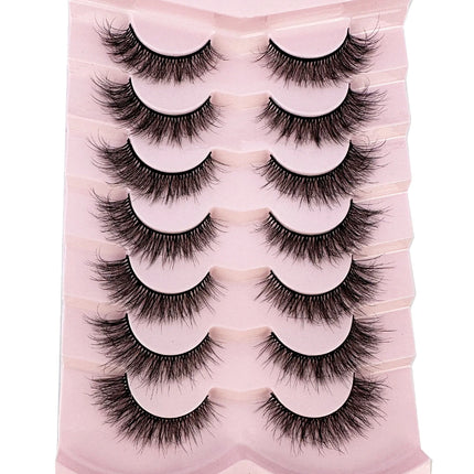 7pairs Natural Russian Strip Lashes Fluffy Mink Lashes 3D False Eyelashes Fluffy Volume Eyelashes Fake Eyelash Extension Make Up