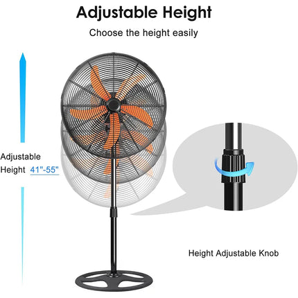 Heavy Duty Oscillating Metal Stand Industrial Fan High Power 18 Inch Moving Head Electric Fan
