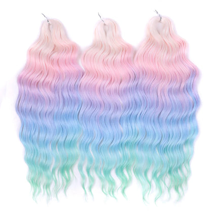 Noble Braiding Hair Extensions 24 Inch Synthetic Hair Water Wave Ombre Rainbow color Deep Wave Curl Twist Crochet Hair Extension