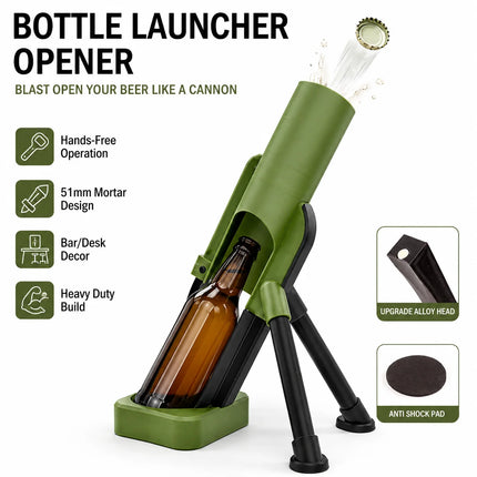 Novelty Mortar Bottle Opener Cap Launcher Shooter Magnetic Automatic Beer Opener Funny Bar Party Gadget Gift For Men