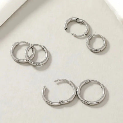 2024 New Simple Stainless Steel Small Hoop Earrings for Women Men 5mm To 15mm Round Cartilage Ear Piercing Unisex Jewelry Gift