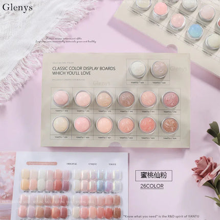 Glenys 26 color peach fairy powder solid gel full set of cream gel with professional color paint pen nail varnish gel set