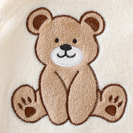 Autumn Winter Baby Bear Onesie with Hat Soft Plush Fabric Warm Cute Heated Footed Suit with Head Protection Bear Ear Design Infa