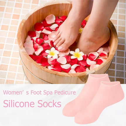 2 Pack Moisturizing Silicone Gel Socks for Dry Cracked Feet Nourishing Skin Lubricating Foot Care Massage Socks Manicure Tools
