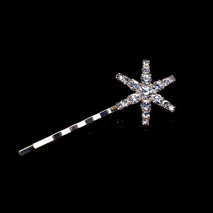 New Geometric Stars Moon Rhinestone Hair Clip Set Snowflake Star Bride Hairpins Women Side Clip Hair Barrettes Hair Jewelry Gift