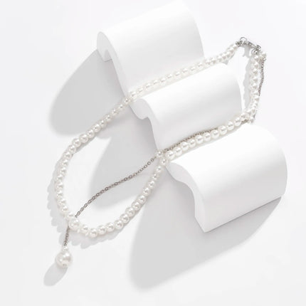 PuRui Korean Romance Imitation Pearl Chain Necklace Back Chain For Women Fashion Long Tassel Pendant Body Chain Wedding Jewelry