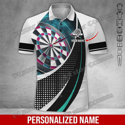 PLstar Cosmos Darts Team Custom Name 3D All Over Printed Premium Men's Polo Shirt Summer Street Casual Short sleeve shirt WK62