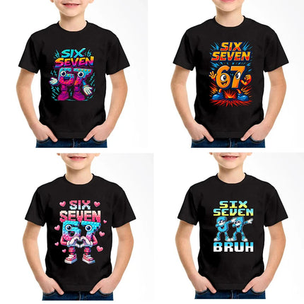 New Funny Six Seven Italian Brainrot 67 Number Graphic Print T-Shirt Boy/Girl Summer Short Sleeved Kids Comfortable T-shirt Top
