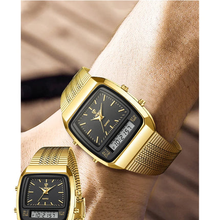 LIEBIG Luxury Quartz Watches Fashion Dual Display Time For Mens Women Outdoor Sports Week Waterproof Digital Wristwatch Relojes