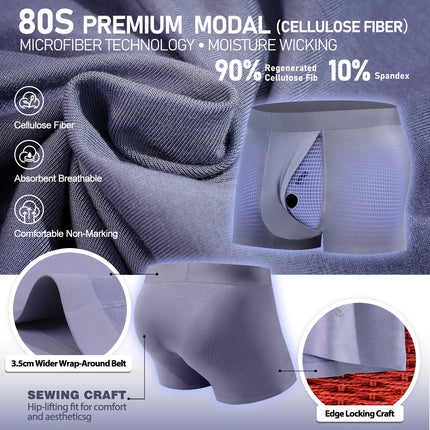 Men's Breathable Underwear Front Open Hole with Adjustable Ring Sheath Boxers Foreskin Long Therapy Enhanced Man Boxers Briefs