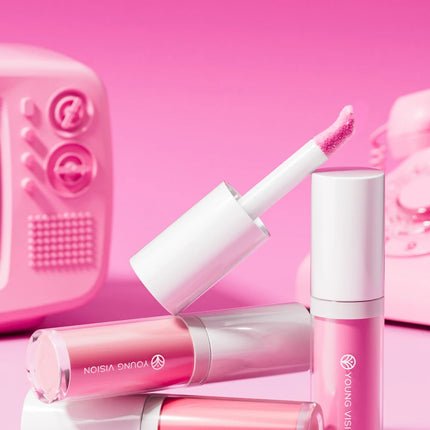YOUNG VISION 3-Color Beauty Sponge + Liquid Blush Silky Velvet Pink Liquid Blush Natural and Easy to Blend Cosmetics