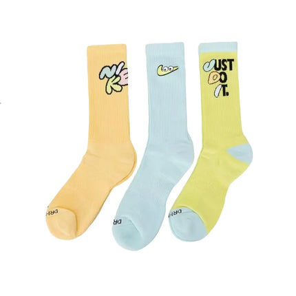 NIKE Women's Macaron Pastel-Colored Knee-High Socks / Men's Dopamine 3-Pack Casual and Athletic Socks DC7537-903