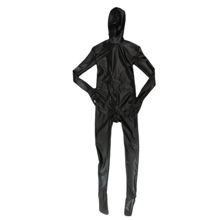 Men Faux Leather Full-Body Bodysuit Zentai Catsuit Unitard Hip Zip Cosplay Jumpsuit Unique Costumes Adult Corset-Style One-Piece
