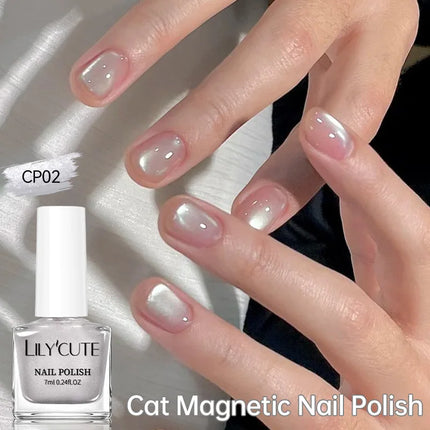 LILYCUTE 7ml Cat Magnetic Nail Polish Colorful Bright Shining Pearl Effect Nail Art DIY Decoration No Need of Lamp to Cure