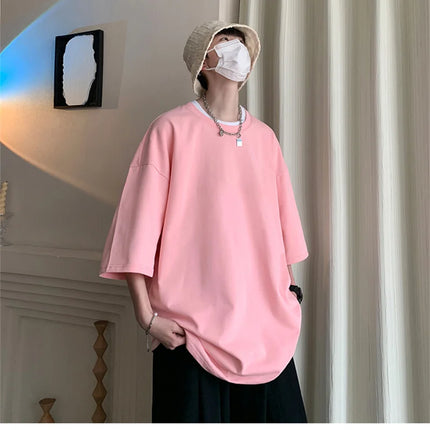 Men's Cotton T-shirts White Men's Oversized T-Shirt Solid Summer Casual Wear Tee Shirts Fashion for Men 5XL Male Clothes