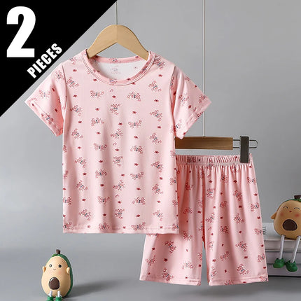 2/4-piece Summer And Autumn Children's Cute Cartoon Print Set For Boys And Girls Comfortable And Versatile Short Sleeved Shorts