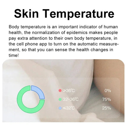 Smart Ring with Skin Temperature Measure,Message Call Reminder,Sport Health Sleep Monitor,IP68 5ATM,Music Video Control Function
