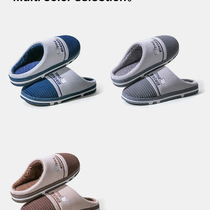 New autumn and winter fur slippers for women, thick soled and plush warm indoor home, non slip cotton slippers