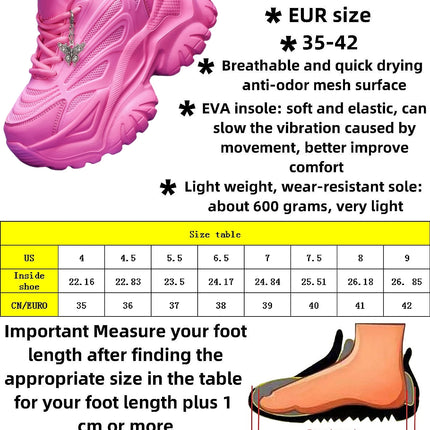 Women's Eva Solid Thick-Soled Heightening 7cm Fashionable Casual Vulcanized Shoes with Silver Butterfly Decorative Pendant Chain Shoe Accessories Light and Comfortable Soft-Soled Shock-Absorbing Non-Slip Women's Vulcanized Sh