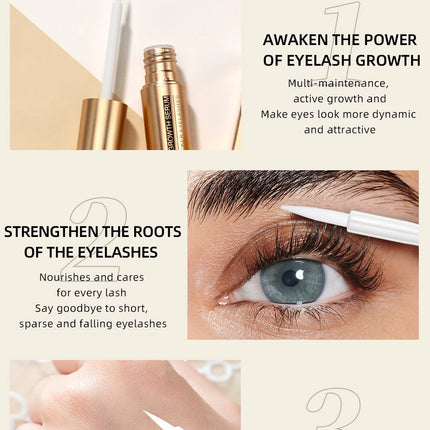 QIBEST Eyelash Growth Serum Natural Ingredients No Irritation Eyebrow Nourishing Enhancer For Longer Thicker Lashes Eyes Makeup