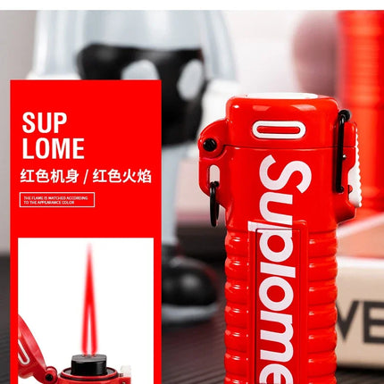 New Outdoor Windproof Pendant Inflatable Lighter Fashion Letter Jet Flame Strong Firepower Portable Lighter Men's Gift