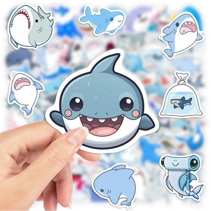 Cute Kawaii Cartoon Shark Stickers DIY Gift Toys Decal for Laptop Scrapbook Phone Luggage Bottles Waterproof Decorative