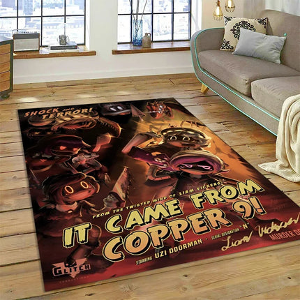2025 New Style Cartoon Murder Drones Uzi Robot 3D Rug Carpet for Living Room Bedroom Home Decor, Non-slip Sofa Doormat Floor Mat