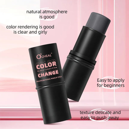 Color-Changing Blush Stick Blusher Cream 3-in-1 Pink Color with Long-Lasting Makeup Easy Application